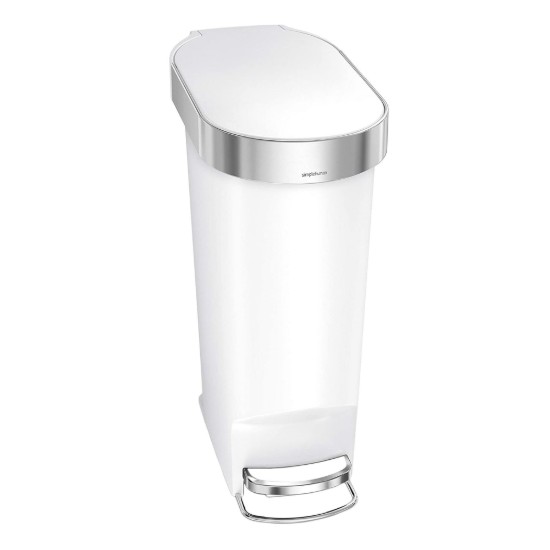 Szemetes ''Slim'', pedállal, 40 l, műanyag, White - simplehuman