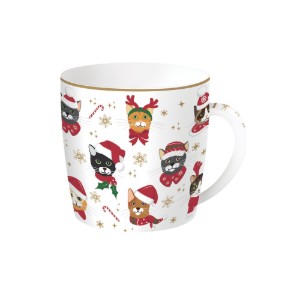 Porcelán bögre, 350 ml, "CHRISTMAS FRIENDS CATS" - Nuova R2S márka