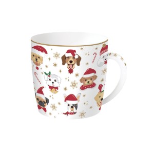 Porcelán bögre, 350 ml, "CHRISTMAS FRIENDS DOGS" - Nuova R2S márka