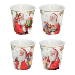 4 db-os kávéscsésze készlet, porcelán, 100 ml, "SANTA IS COMING" - Nuova R2S márka