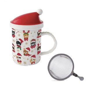 Bögre tetővel és infúzióval, 370 ml, "CHRISTMAS FRIENDS" - Nuova R2S márka