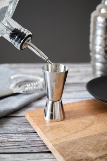 Kitchen Craft Dupla méretű koktélos pohár, 25/50 ml, rozsdamentes acél, ezüstös színű