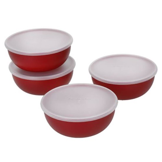 4 db-os tál készlet, tetővel, műanyag, "Empire Red" - KitchenAid