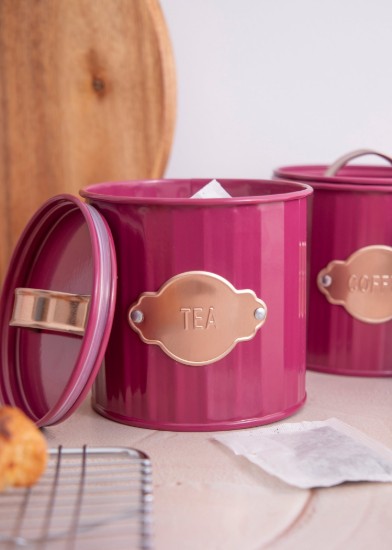 3 edény készlet teához, kávéhoz és cukorhoz, 1 liter, Burgundy - Kitchen Craft