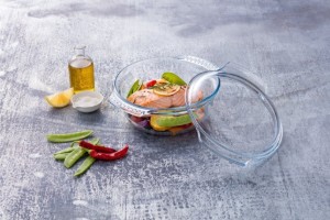 Pyrex - "Classic" Kerek edény fedővel, hőálló üveg, 3,5 L + 1,4L