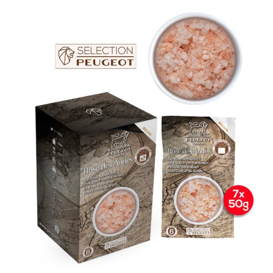 7 tasak rózsaszín durva só készlet, 7x50g, "Spices" - Peugeot