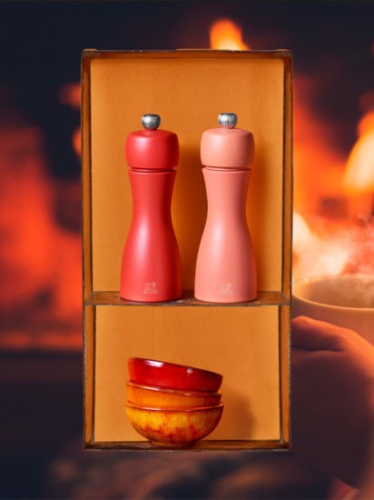 2 db só- és borsdaráló készlet, 15 cm, "Tahiti Fire", Bricks&Flame - Peugeot