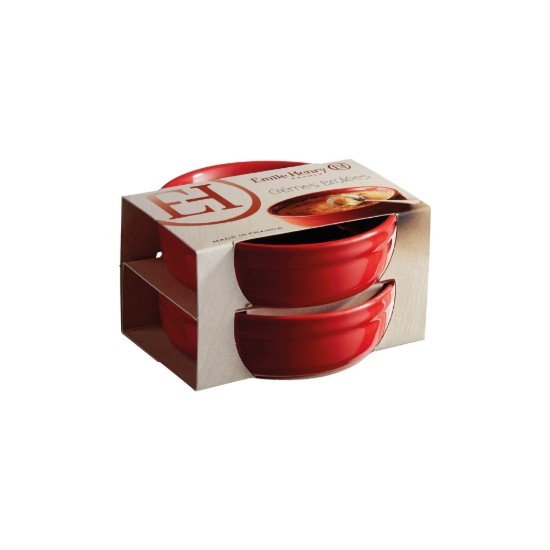 Emile Henry - 12 cm-es "Burgundy" 2 db-os kerámia Creme Brule tányér készlet
