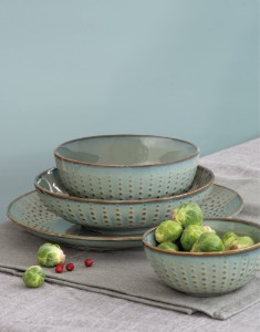Lapos tányér, porcelán, 26cm, "Drops Celadon" - Nuova R2S