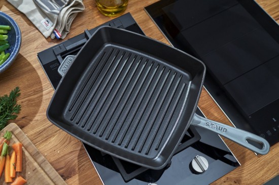 Staub Négyszögletes grillsütő, 30 cm, Graphite Grey