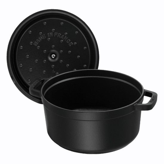 Staub ~ 34 cm / 12,6 literes Black - kerek Cocotte öntöttvas fazék