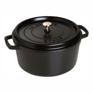 Staub ~ 34 cm / 12,6 literes Black - kerek Cocotte öntöttvas fazék