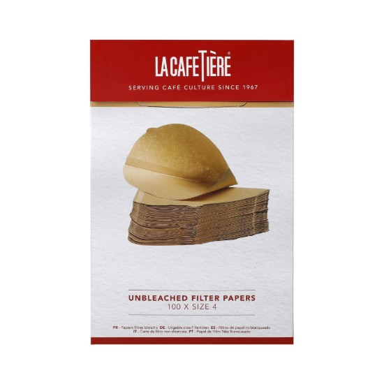 La Cafetiere - 100 db fehérítetlen szűrőpapír , 4-es méret