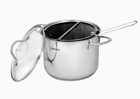 Tésztafőző edény, fedővel, rozsdamentes acél, 22cm/6L - Zokura