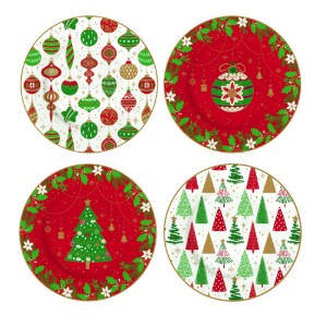 4 db-os desszerttányér készlet, porcelán, 19 cm, "JINGLE BELLS" - Nuova R2S