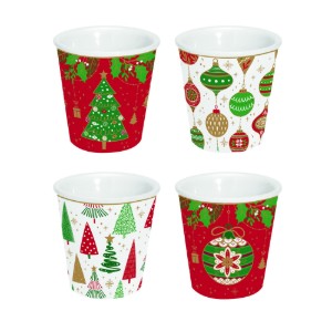 4 db kávéscsésze készlet, porcelán, 100 ml, "JINGLE BELLS" - Nuova R2S