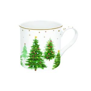 Porcelán bögre, 300 ml, "Festive TREES" - Nuova R2S