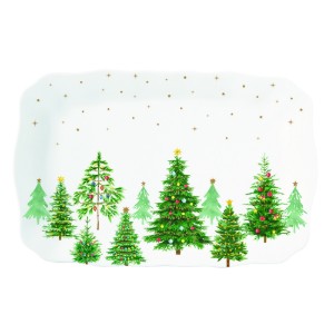 Porcelán tálaló tál, 35 × 23 cm, "Festive TREES" - Nuova R2S