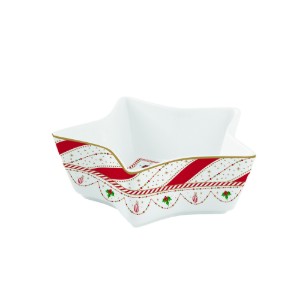 Csillag alakú tál, porcelán, 15 cm,