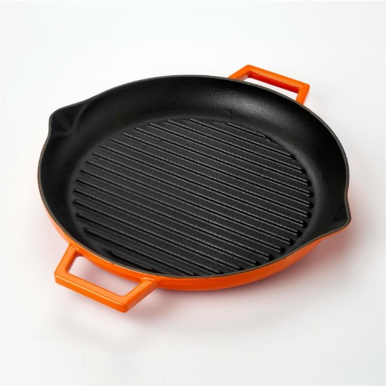 Grill serpenyő, 26 cm, öntöttvas, narancssárga színű - LAVA