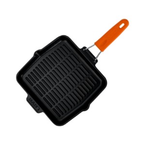 Grill serpenyő, négyzet alakú, 24 x 24 cm, narancssárga fogantyú - LAVA