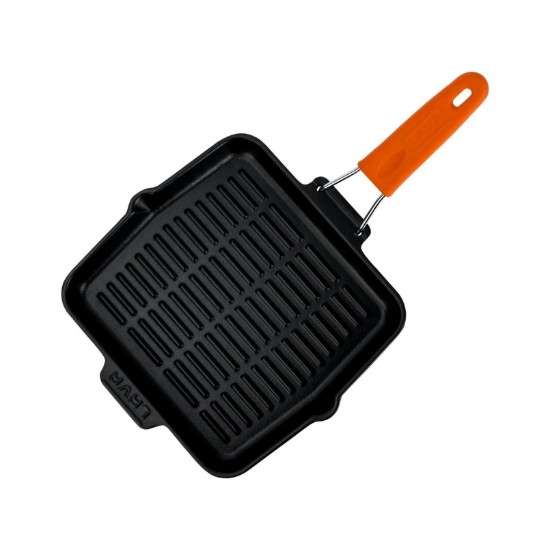 Grill serpenyő, négyzet alakú, 24 x 24 cm, narancssárga fogantyú - LAVA