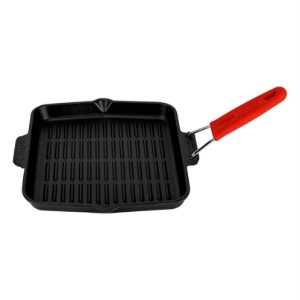 Szögletes grillserpenyő, 24 x 24 cm, piros fogantyú - LAVA