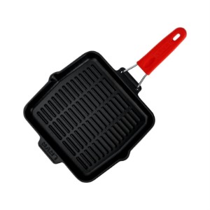 Szögletes grillserpenyő, 24 x 24 cm, piros fogantyú - LAVA
