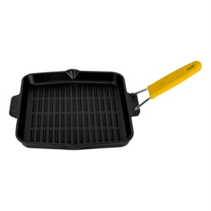 Grill serpenyő, négyzet alakú, 24 x 24 cm, sárga fogantyú - LAVA