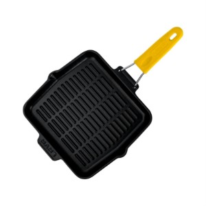 Grill serpenyő, négyzet alakú, 24 x 24 cm, sárga fogantyú - LAVA