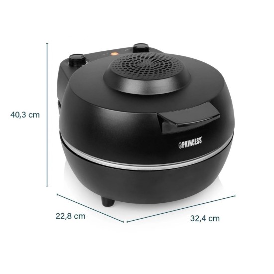 Princess - "Pro" Elektromos pizzasütő, pizzakővel, 1200W, Fekete