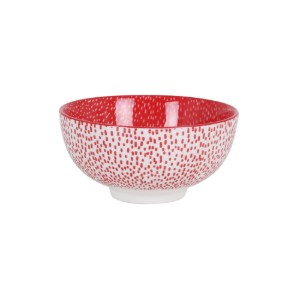 Japán tál, porcelán, 15,5 cm, "Hana", fehér/piros - La Mediterranea