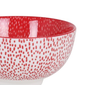 Japán tál, porcelán, 15,5 cm, "Hana", fehér/piros - La Mediterranea