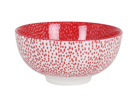 Japán tál, porcelán, 15,5 cm, "Hana", fehér/piros - La Mediterranea