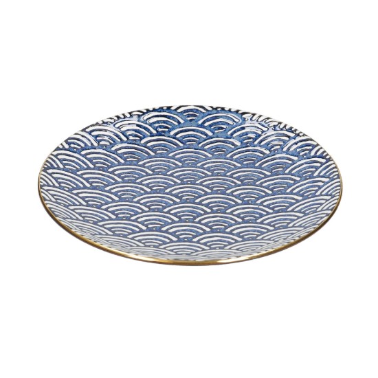 Porcelántányér, 22 cm, "Satori", Seigaiha Wave - Mikasa