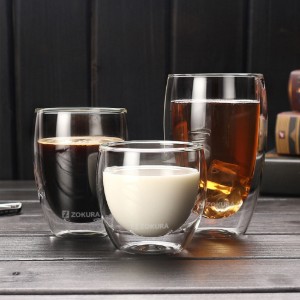 Zokura - 2 db Üveg pohár, dupla falú, 80ml