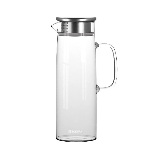 Zokura - Üvegkancsó rozsdamentes acél fedéllel, 1,2L 