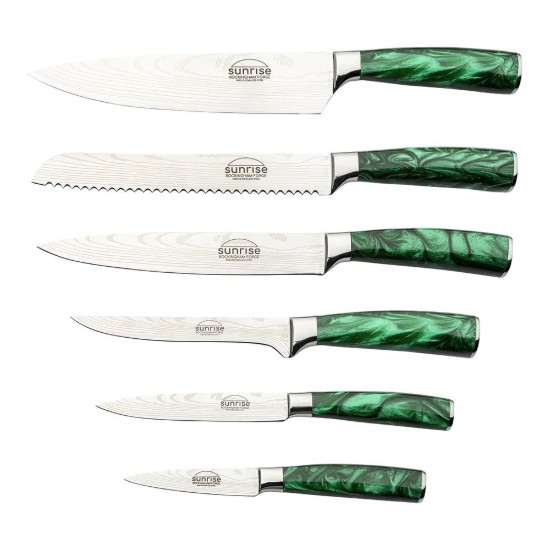 7 részes Rockingham Forge Sunrise késkészlet, smaragdzöld - Grunwerg