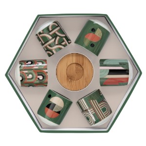6 db-os csésze és csészealj készlet, porcelán, 70 ml, "Geometrical" - Nuova R2S