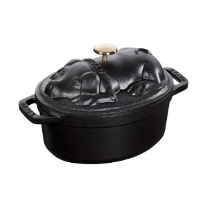 Staub cocotte cochon, öntöttvas, 17 cm/1 l, Fekete