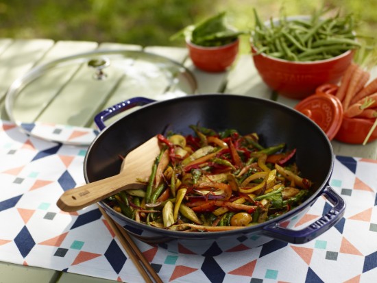 Staub wok 30 cm, öntöttvas, Dark Blue