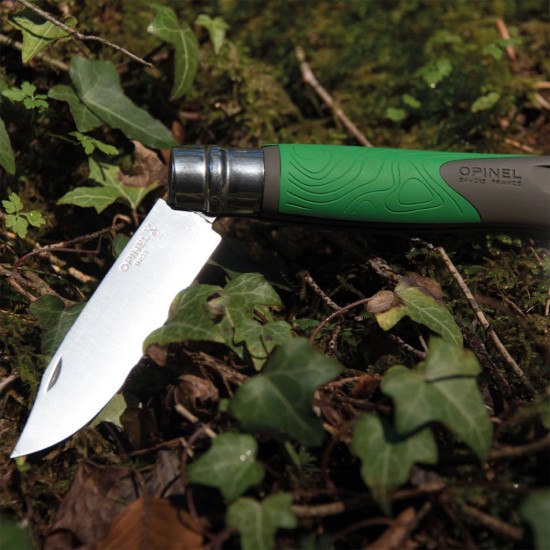 Zsebkés N°12, kullancskihúzóval, "Explore", Green - Opinel