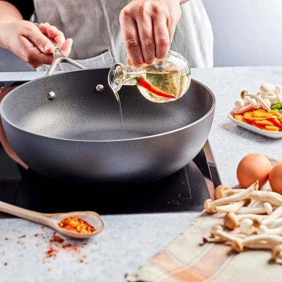 3-ply wok serpenyő, alumínium, 28 cm, "Alu Industry Duraslide" - Demeyere