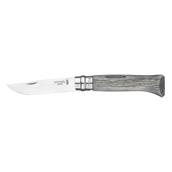  N°08 zsebkés, rozsdamentes acél, 8,5 cm, "Tradition Luxe", Grey Birch - Opinel