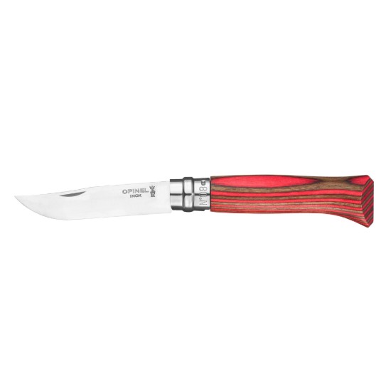 Zsebkés N°08, rozsdamentes acél, 8,5 cm, "Tradition Luxe", Red Birch - Opinel