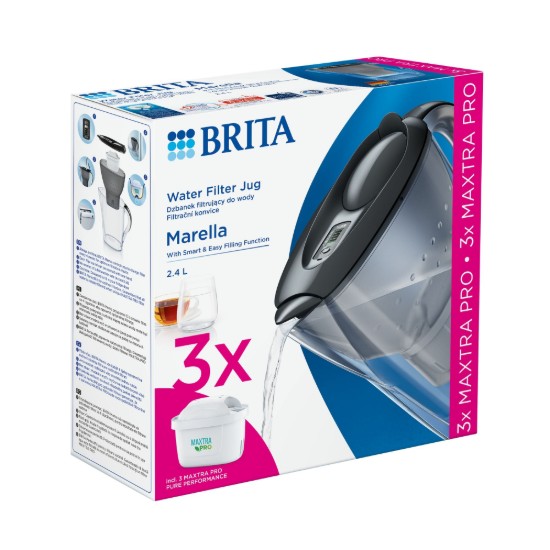  BRITA Marella 2.4L kezdőcsomag + 3 Maxtra PRO szűrő (szürke)
