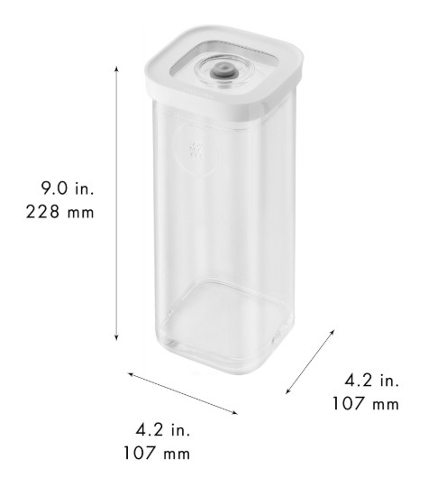 Négyzet alakú ételtartó, műanyag, 10,7 x 10,7 x 22,8 cm, 1,3 liter, 'Cube' - Zwilling