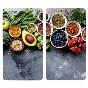 2 db üveg vágódeszka készlet, 50 x 28,5 cm, 0,4 cm vastag, "Healthy Kitchen" - Kesper