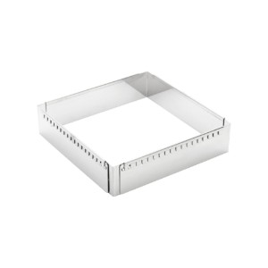 Állítható négyzet alakú péksütemény keret, rozsdamentes acél, 20-37 cm - de Vevő