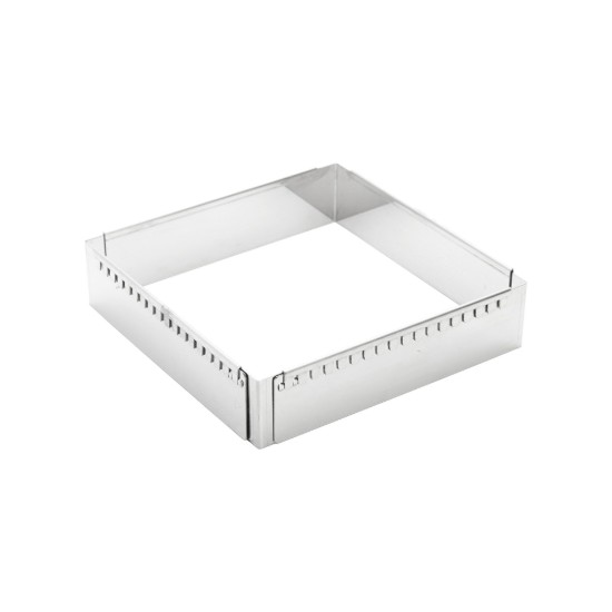 Állítható négyzet alakú péksütemény keret, rozsdamentes acél, 20-37 cm - de Vevő